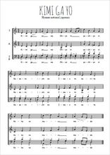 Téléchargez l'arrangement de la partition de Kimi ga yo, hymne national japonais en PDF à quatre voix SATB