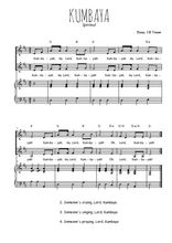 Téléchargez la partition de Kumbaya en PDF pour 2 voix égales et piano