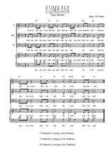 Téléchargez l'arrangement de la partition de Kumbaya en PDF pour trois voix d'hommes et piano