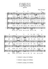 Téléchargez l'arrangement de la partition de Kumbaya en PDF à quatre voix SATB