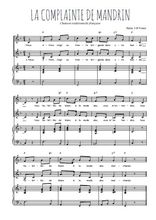 Téléchargez l'arrangement de la partition de La complainte de Mandrin en PDF pour deux voix égales et piano