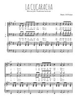 Téléchargez l'arrangement de la partition de La Cucaracha en PDF pour 4 voix mixtes et piano