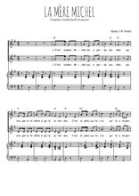 Téléchargez l'arrangement de la partition de La mère Michel en PDF pour deux voix égales et piano