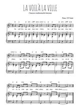 Téléchargez l'arrangement de la partition de Traditionnel-La-voila-la-ville en PDF pour Chant et piano