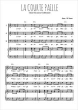 Téléchargez l'arrangement de la partition de La courte paille en PDF pour trois voix mixtes et piano