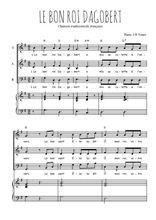 Téléchargez l'arrangement de la partition de Le bon roi Dagobert en PDF pour trois voix mixtes et piano
