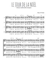 Téléchargez l'arrangement de la partition de Traditionnel-Le-jour-de-la-Noel en PDF à quatre voix