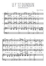 Téléchargez l'arrangement de la partition de Le p'tit Quinquin en PDF pour trois voix mixtes et piano