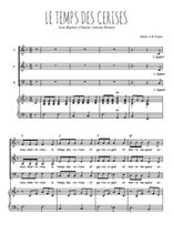 Téléchargez la partition de Le temps des cerises en PDF pour 3 voix SAB et piano