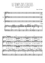 Téléchargez l'arrangement de la partition de Le temps des cerises en PDF pour trois voix d'hommes et piano