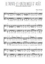 Téléchargez l'arrangement de la partition de chant-de-marin-le-trente-et-un-du-mois-d-aout en PDF à deux voix