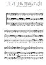 Téléchargez l'arrangement de la partition de chant-de-marin-le-trente-et-un-du-mois-d-aout en PDF à trois voix