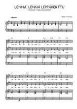 Téléchargez l'arrangement de la partition de Lennä, lennä leppäkerttu en PDF pour deux voix égales et piano