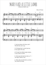 Téléchargez l'arrangement de la partition de comptine-anglaise-mary-had-a-little-lamb en PDF pour Chant et piano