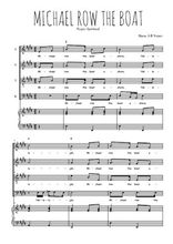 Téléchargez l'arrangement de la partition de Michael row the boat en PDF pour 4 voix mixtes et piano