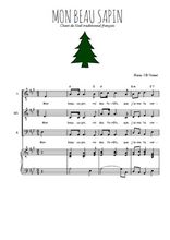 Téléchargez l'arrangement de la partition de Mon beau sapin en PDF pour trois voix d'hommes et piano