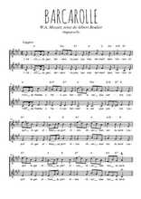 Téléchargez l'arrangement de la partition de W.A.-Mozart-Barcarolle en PDF à deux voix