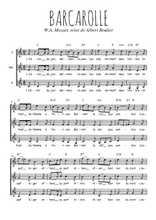 Téléchargez l'arrangement de la partition de W.A.-Mozart-Barcarolle en PDF pour trois voix de femmes