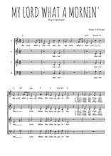 Téléchargez l'arrangement de la partition de My Lord what a mornin' en PDF à quatre voix SATB