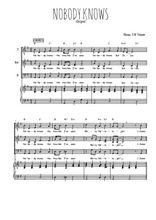 Téléchargez l'arrangement de la partition de Nobody knows en PDF pour trois voix d'hommes et piano