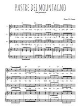 Téléchargez l'arrangement de la partition de Pastre dei mountagno en PDF pour trois voix mixtes et piano