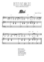 Téléchargez l'arrangement de la partition de comptine-petit-escargot en PDF pour Chant et piano