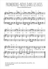 Téléchargez l'arrangement de la partition de comptine-promenons-nous-dans-les-bois en PDF pour Chant et piano