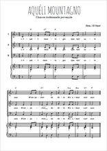 Téléchargez l'arrangement de la partition de Aquéli mountagno en PDF pour trois voix mixtes et piano