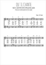 Téléchargez l'arrangement de la partition de Qu'il chante (Se Canto en français) en PDF à deux voix