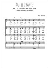 Téléchargez l'arrangement de la partition de Qu'il chante (Se Canto en français) en PDF pour trois voix mixtes et piano