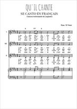 Téléchargez l'arrangement de la partition de Qu'il chante (Se Canto en français) en PDF pour trois voix de femmes et piano
