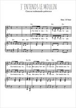 Téléchargez l'arrangement de la partition de J'entends le moulin en PDF pour deux voix égales et piano