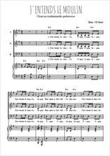 Téléchargez l'arrangement de la partition de J'entends le moulin en PDF pour trois voix mixtes et piano
