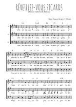 Téléchargez l'arrangement de la partition de chanson--a-boire-reveillez-vous-picards en PDF à trois voix