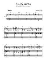 Téléchargez l'arrangement de la partition de Santa Lucia en PDF pour deux voix égales et piano