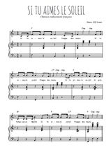 Téléchargez l'arrangement de la partition de Traditionnel-Si-tu-aimes-le-soleil en PDF pour Chant et piano