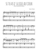 Téléchargez l'arrangement de la partition de si-tu-as-d-la-joie-au-coeur en PDF pour Chant et piano