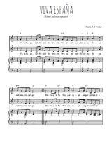Téléchargez l'arrangement de la partition de Viva España en PDF pour deux voix égales et piano
