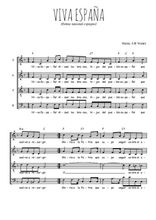 Téléchargez l'arrangement de la partition de hymne-national-espagnol-viva-espana en PDF à quatre voix