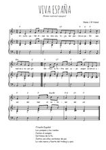 Téléchargez l'arrangement de la partition de hymne-national-espagnol-viva-espana en PDF pour Chant et piano