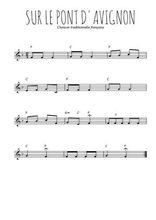 Téléchargez la partition de la musique Sur le pont d'Avignon en PDF, pour flûte traversière