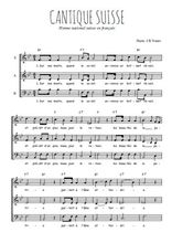 Téléchargez l'arrangement de la partition de Cantique suisse en PDF à trois voix
