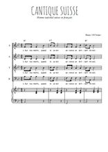 Téléchargez l'arrangement de la partition de Cantique suisse en PDF pour 4 voix mixtes et piano