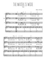 Téléchargez l'arrangement de la partition de The Water is wide en PDF pour trois voix de femmes et piano