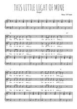 Téléchargez l'arrangement de la partition de This little light of mine en PDF pour trois voix d'hommes et piano