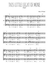 Téléchargez l'arrangement de la partition de Traditionnel-This-little-light-of-mine en PDF pour trois voix d'hommes