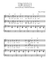 Téléchargez l'arrangement de la partition de Tom Dooley en PDF pour deux voix égales et piano