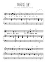 Téléchargez la partition de Tom Dooley en PDF pour Chant et piano