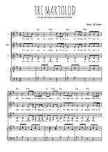 Téléchargez la partition de Tri martolod en PDF pour 3 voix SSA et piano