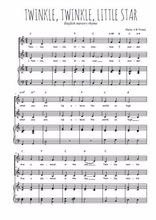 Téléchargez l'arrangement de la partition de Twinkle, twinkle, little star en PDF pour deux voix égales et piano